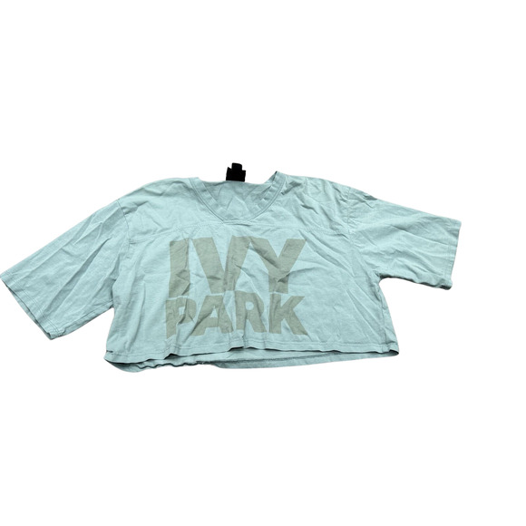 Ivy Park Adidas Women's Size Medium Aqua Logo Short Sleeve Crop Top Oversized - Picture 1 of 7
